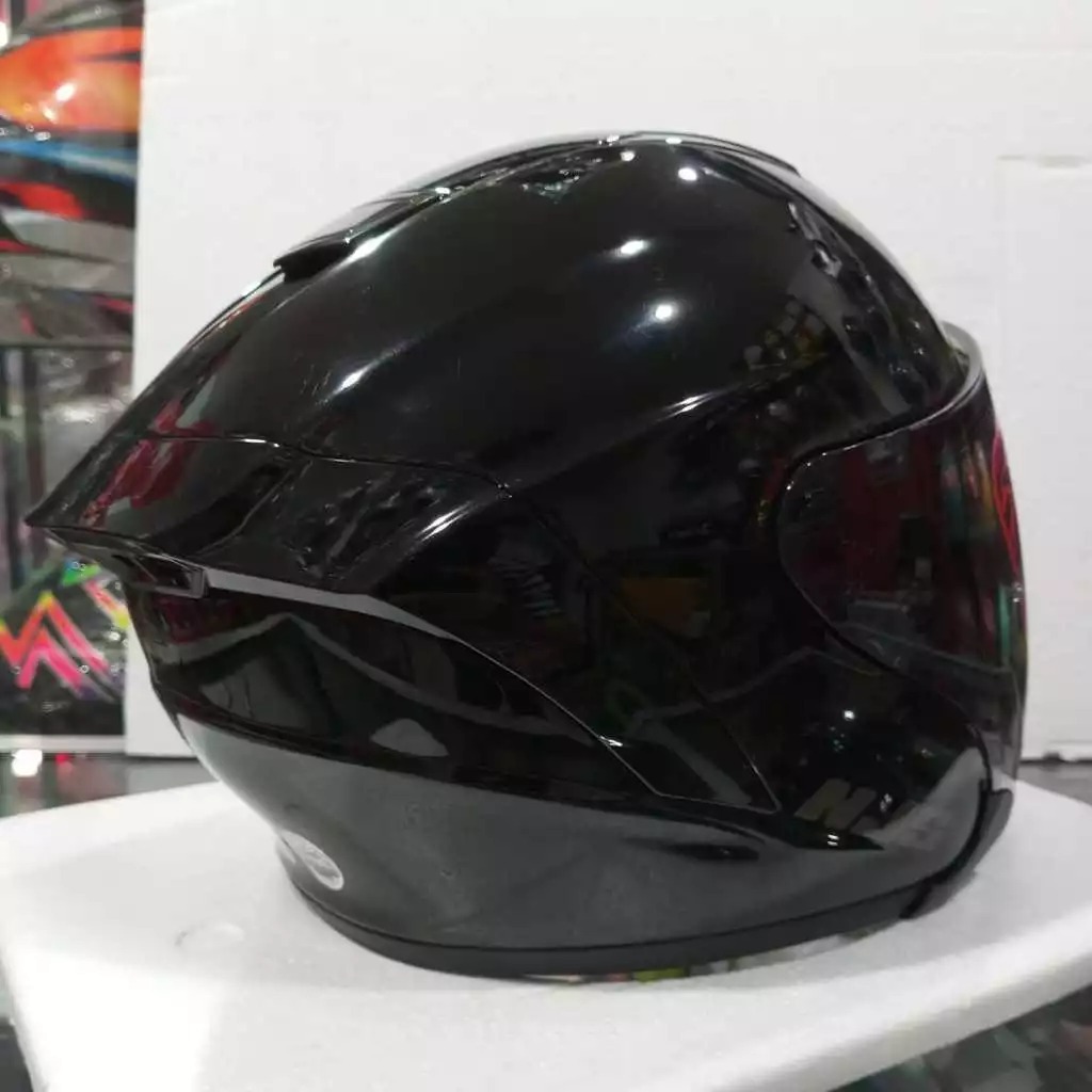 HELM NJS KAIROZ SOLID HITAM GLOSS ORIGINAL - Full Face - Single Visor Light Smoke - DD Ring - S M L 