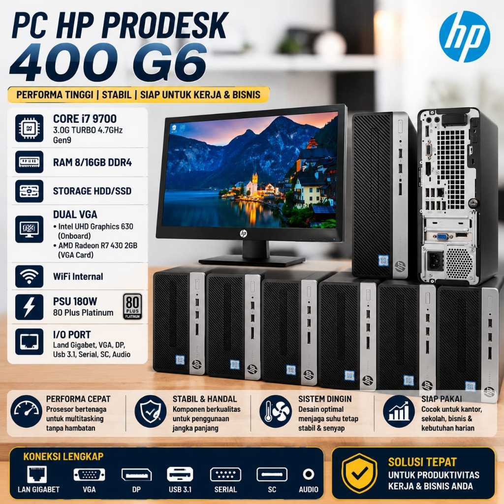 PC Desktop Built Up HP Bisa Paket Monitor Bergaransi