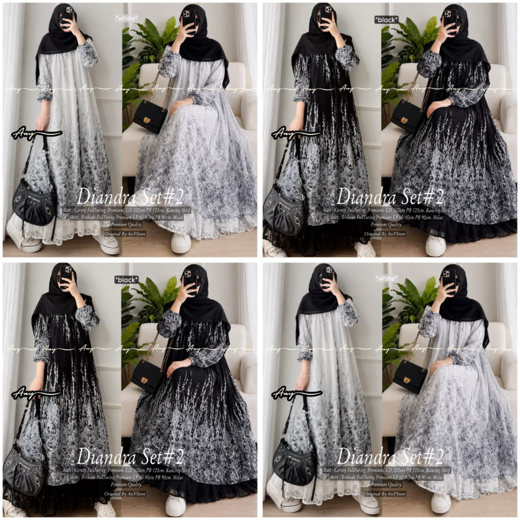 Diandra Set | Setelan Rok Tunik | Atasan Bawahan Wanita | Broklat | Setelan Putih | ANY