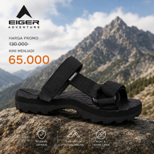 EIGER Sandal Slide Selop Rubber Ergonomis Bantalan EVA Ukuran 38-43 Sandal pendekar