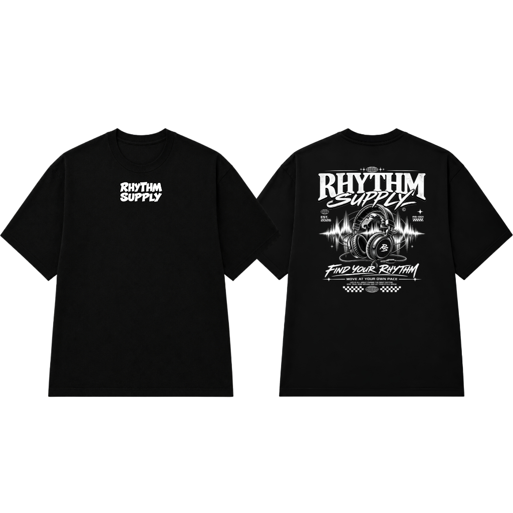 Rhythm Supply - Kaos Hitam RHYTHM SUPPLY Casual Pria Wanita - A9