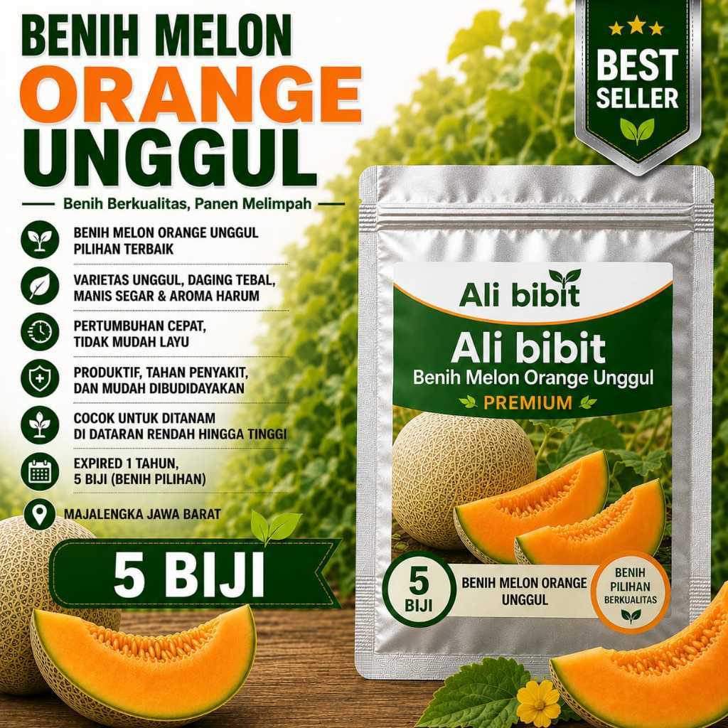 (5 Butir) Benih Biji unggul Melon Orange | Bibit Biji Melon Orange