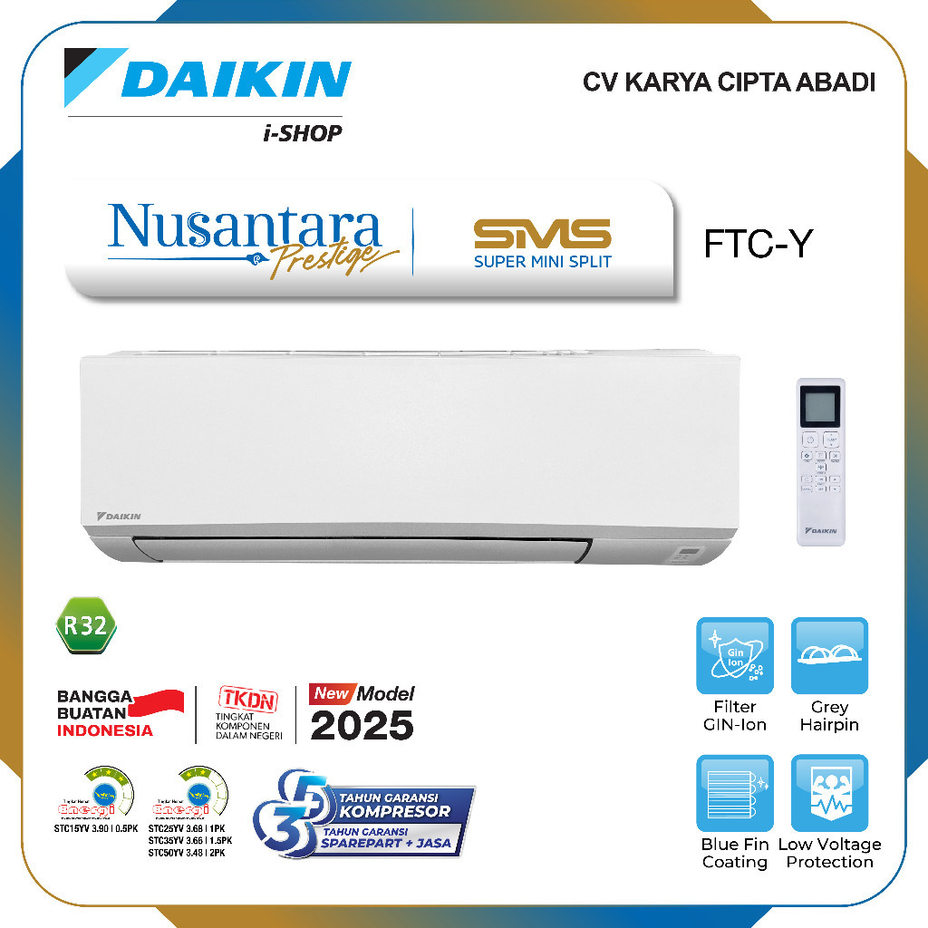 AC Split Daikin 1 PK Standard Indonesia (SMS)