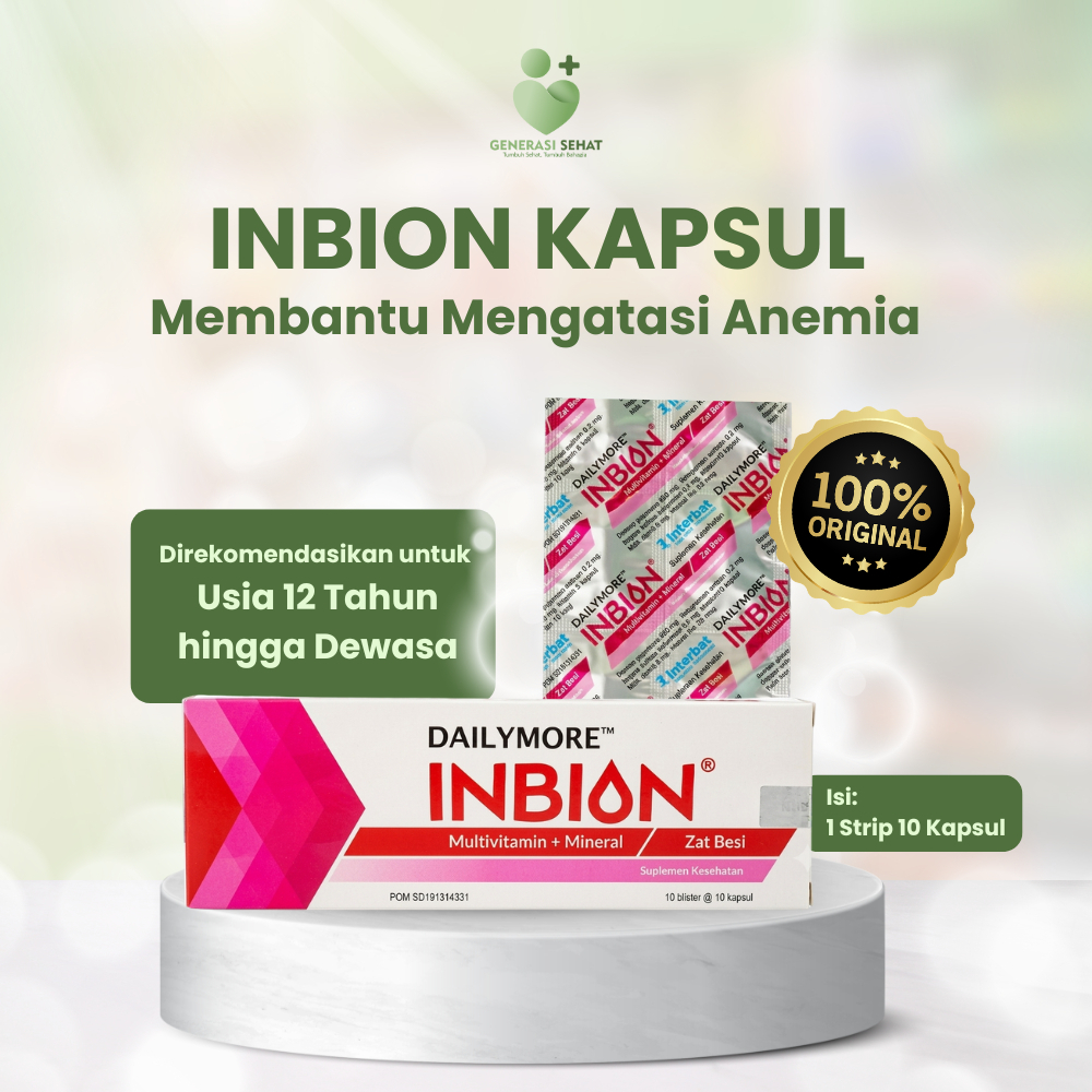 Inbion Kapsul Penambah Darah Zat Besi 1 Strip 10 Kapsul Untuk Membantu Mengatasi Anemia