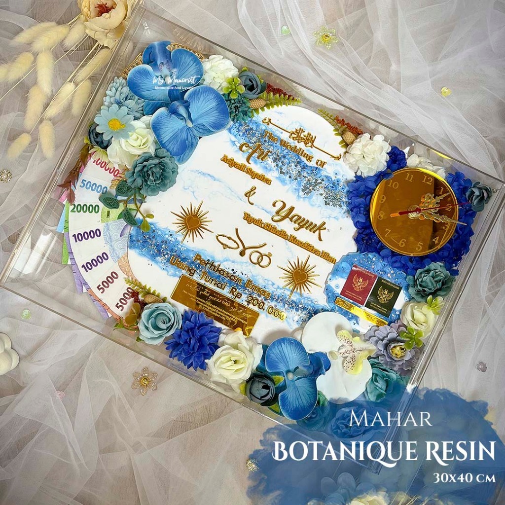 Mahar Pernikahan Jam Aktif Mahar Bunga Rustic/artificial/ Frame Akrilik