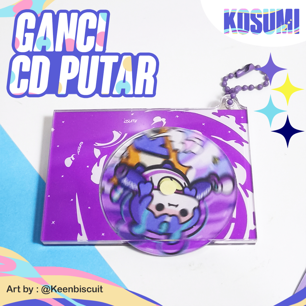 Custom Ganci CD Putar // Custom Acrylic CD Spinning Keychain - Kosumi