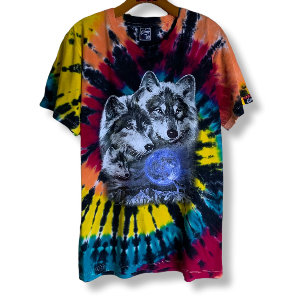 VINTAGE CHAY 89 WOLF TIE DYE T-SHIRT | LIQUID BLUE THE MOUNTAIN | KAOS | AFM