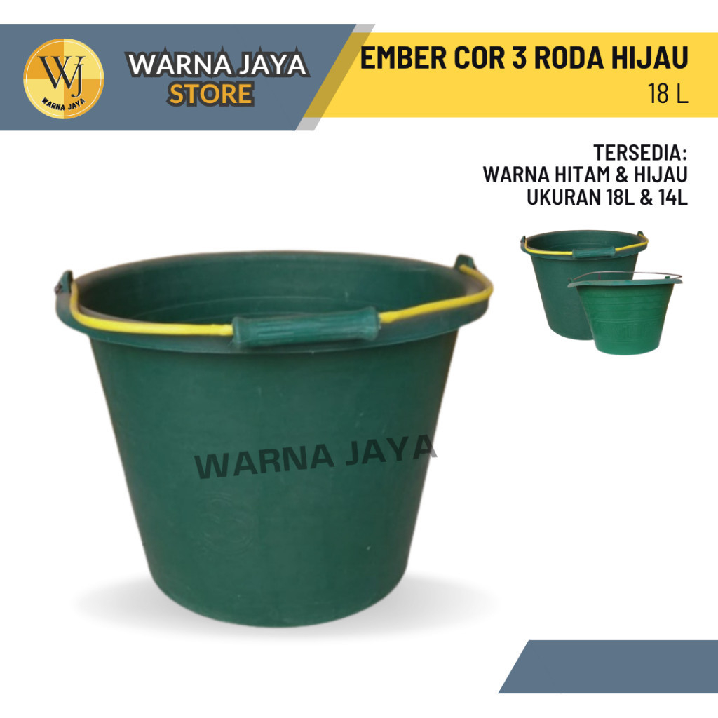 Ember Plastik Cor Jumbo Tiga Roda Hijau 18L / Ember Cor