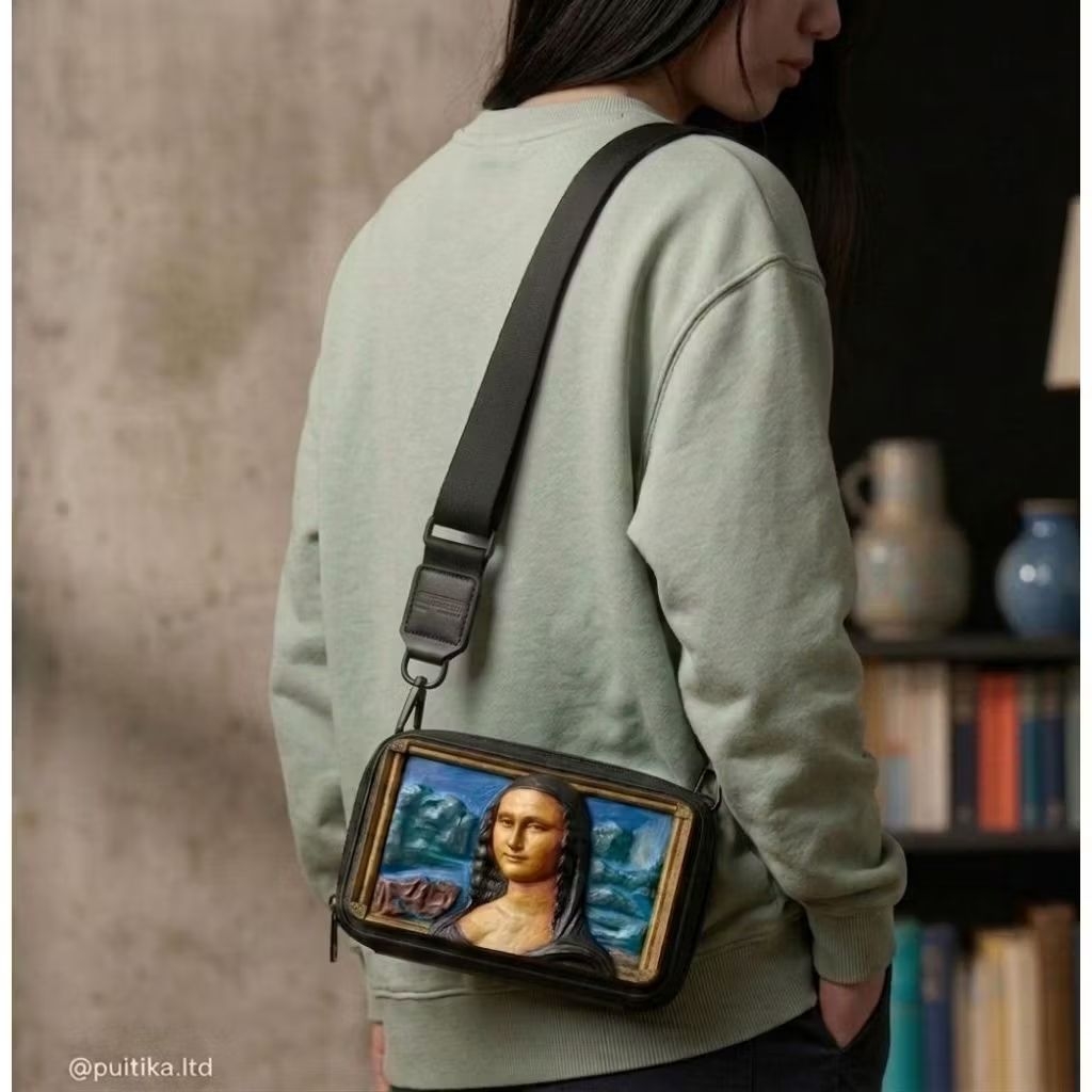 3d relief Mona Lisa Crossbody bag - Crossbody Bag - 3d relief bag - sling bag
