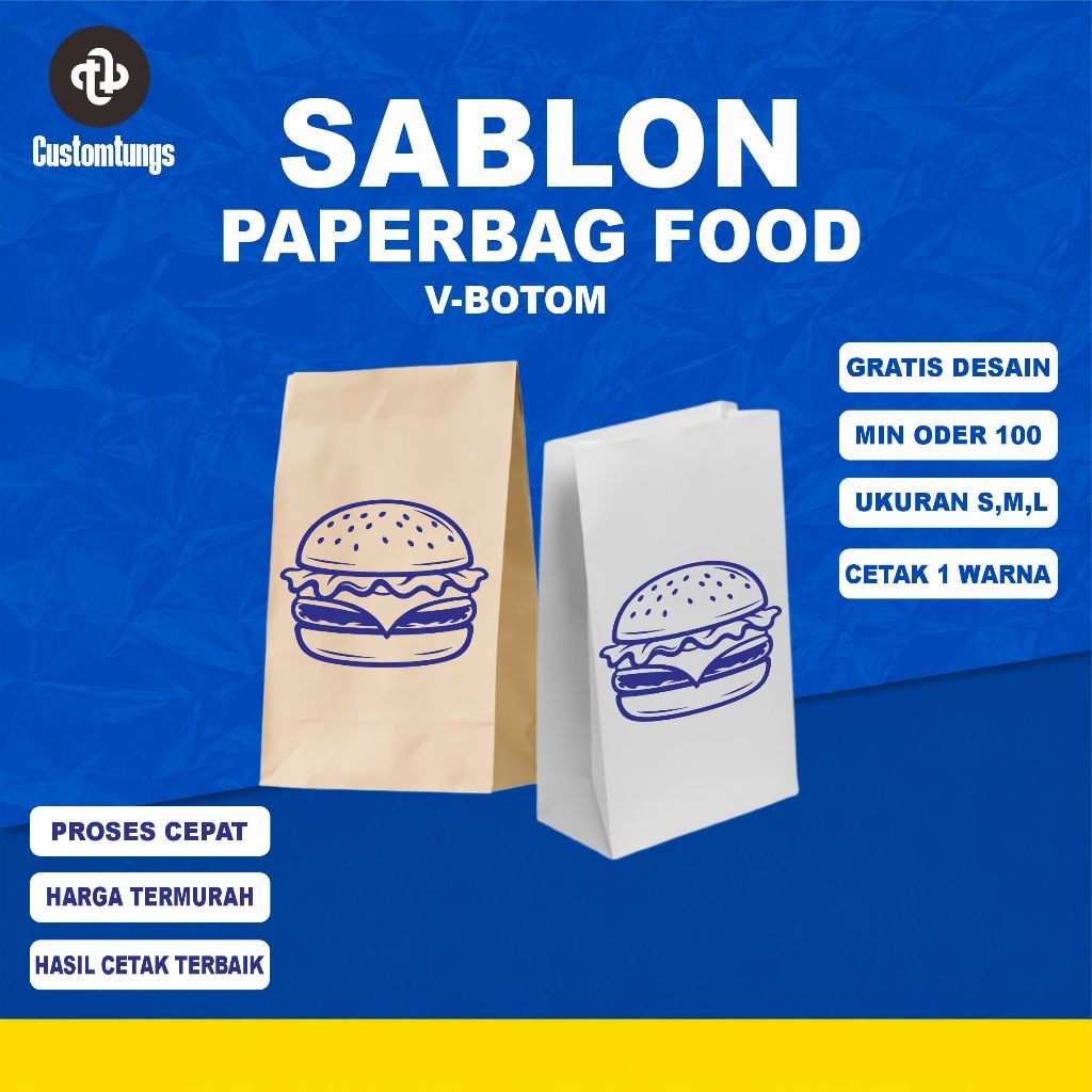 Sablon Custom PaperBag Food Grade Coklat dan Putih 1 warna