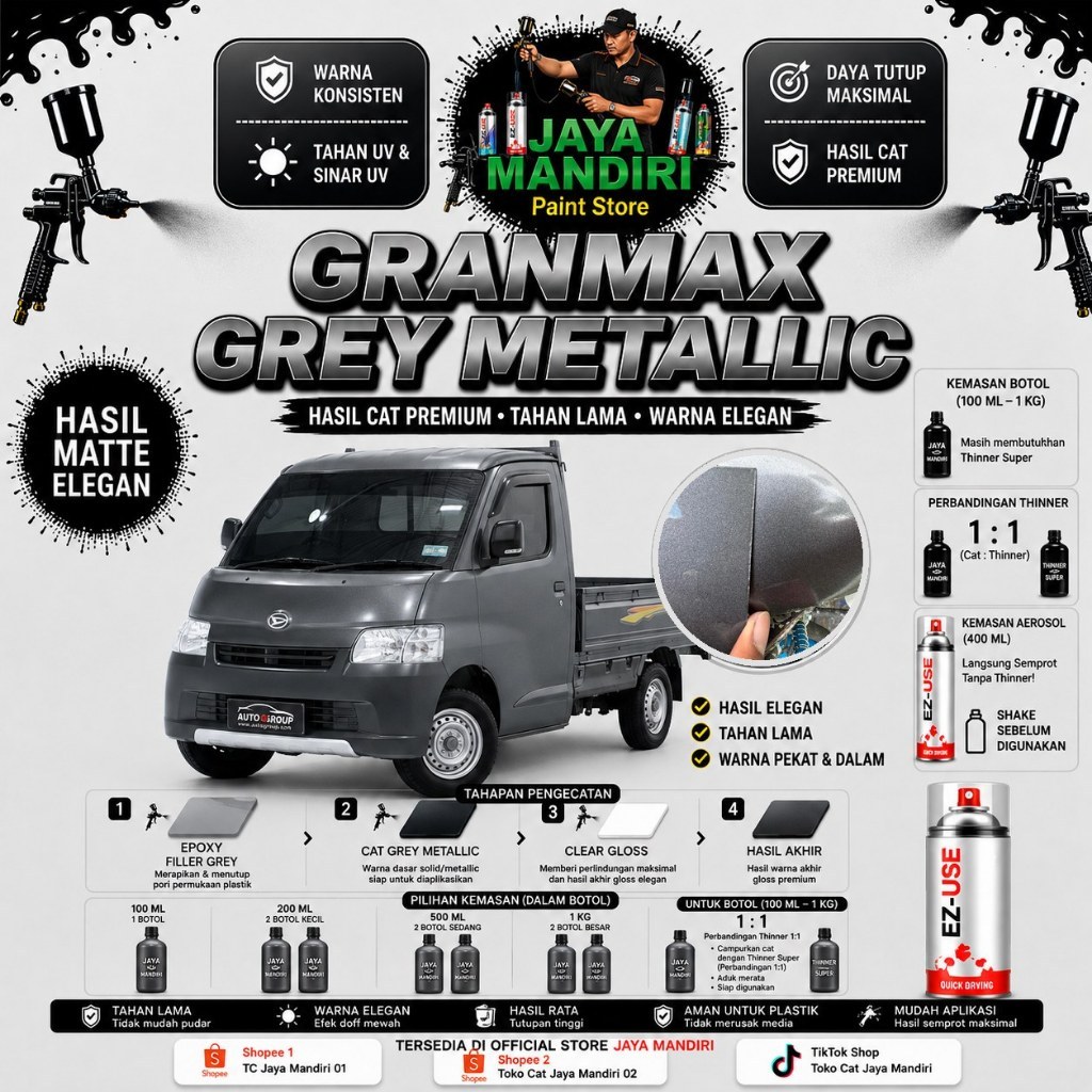 Dark Grey Metallic Granmax PU Mixing Color.