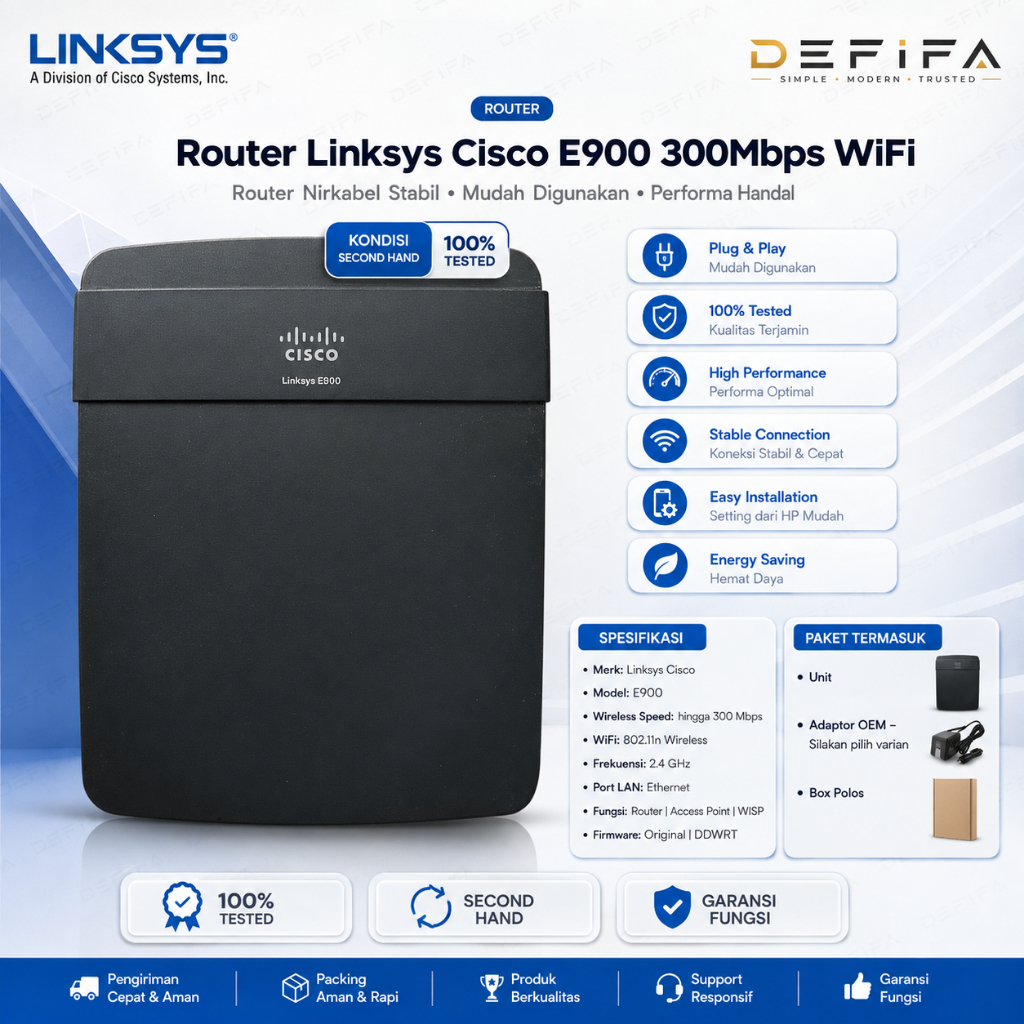 Router Linksys Cisco E900 300Mbps WiFi Wireless Stabil – Router WiFi Rumahan