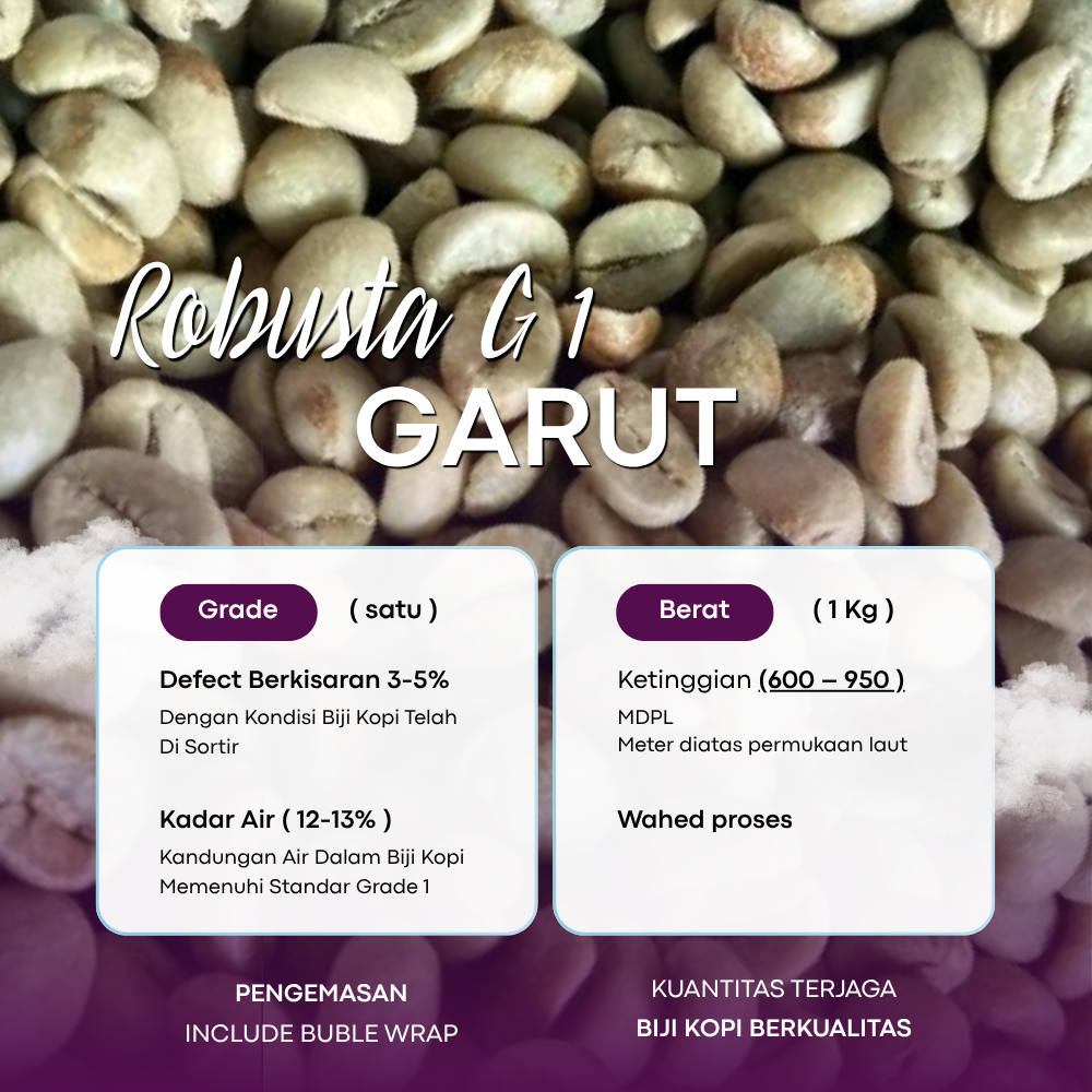 GREEN BEAN / BIJI KOPI ROBUSTA GARUT - G1 1KG / 1000 GR | GREENHEAVEN