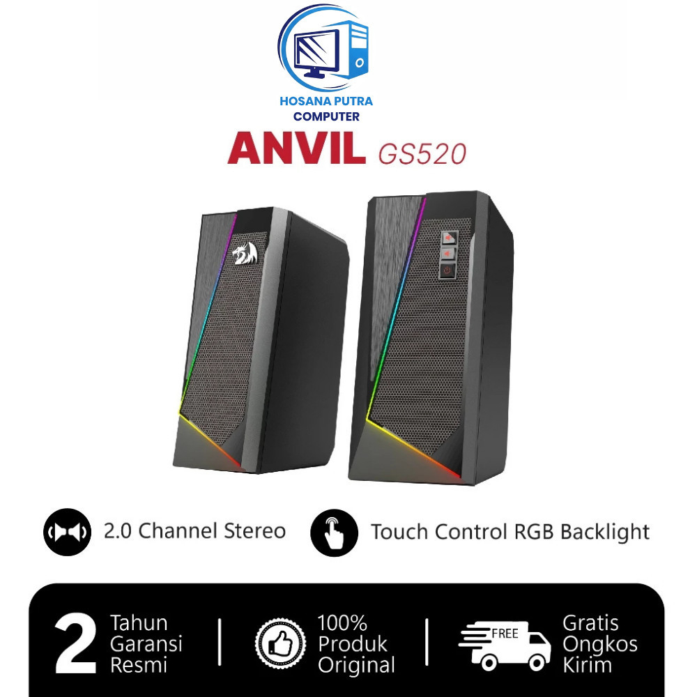 Redragon ANVIL GS520 Desktop Speaker Stereo Enhanced Sound Easy-Access Volume Control USB Power