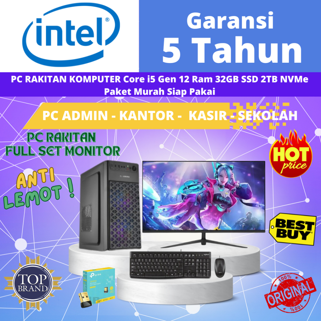 Komputer Rakitan Komputer PC Komputer Full Set PC Murah Paket PC Komplit intel i5 gen 12 Siap Pakai