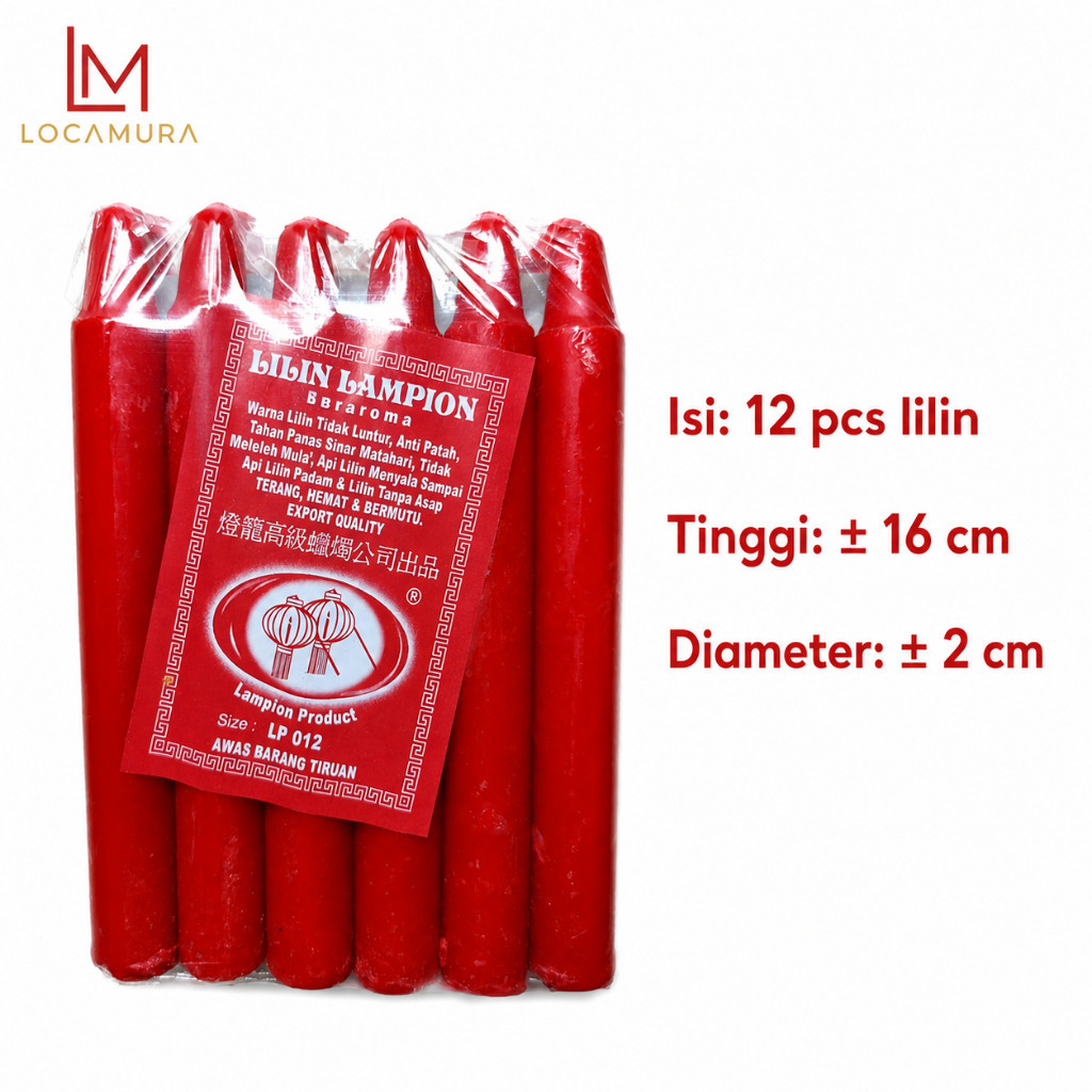 Lilin Sembahyang Lampion LP12 16 cm Isi 12 Batang Penerangan Altar Ibadah Doa Ritual Kelenteng Vihar