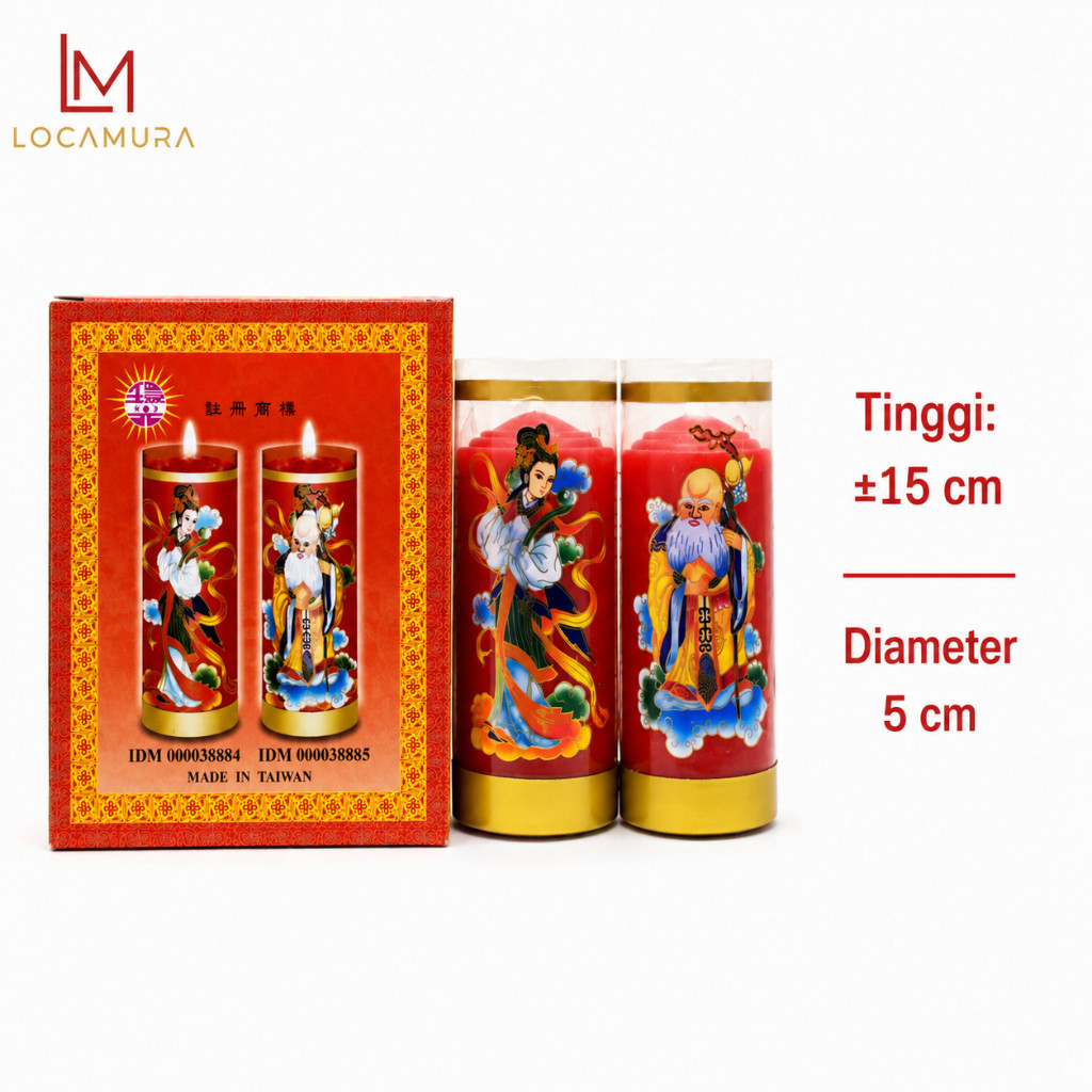 Lilin Sembahyang Taiwan Satu 1 Kati Merah 15 cm Penerangan Altar Ibadah Doa Ritual Kelenteng Vihara 