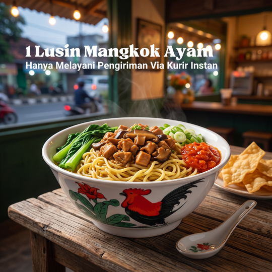 Mangkok Ayam Keramik 1 Lusin Mangkuk Mie Bakso Jadul