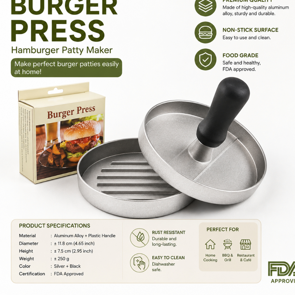 Burger Press Patty | Cetakan Daging Burger | Burger Patty Maker