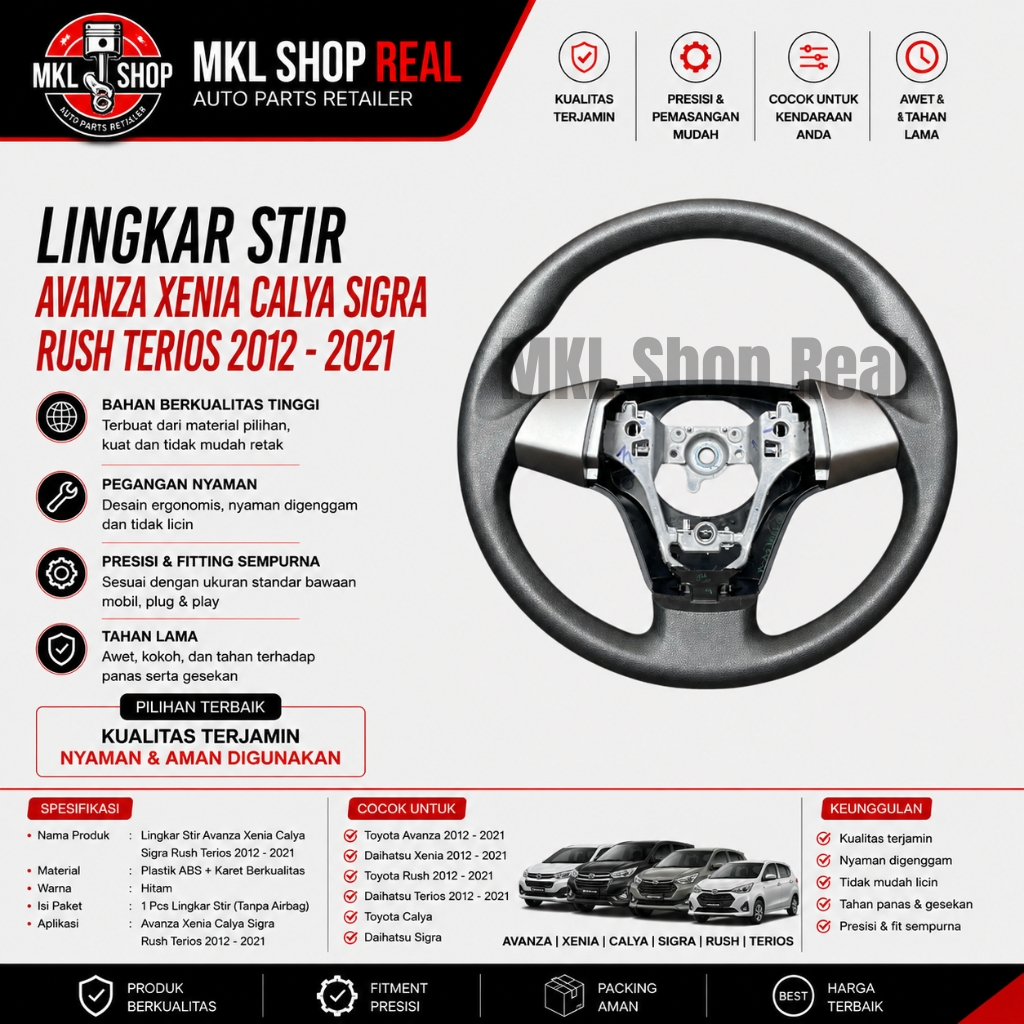 Stir Setir Lingkaran lingkar Stir Avanza Xenia Calya Sigra Rush 2012 - 2021