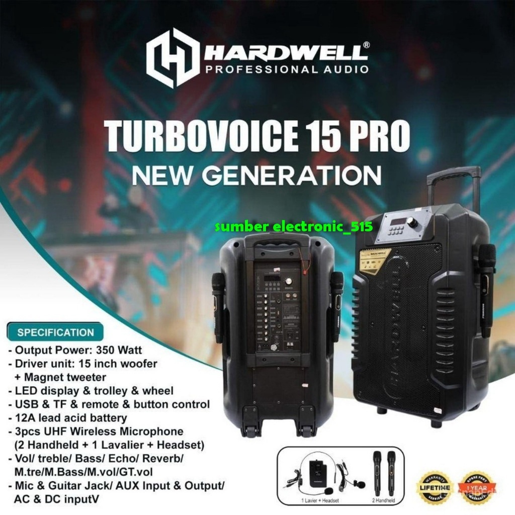Speaker Hardwell Turbovoice 15pro 15inch Blutooth Hardwell Turbovoice15Pro NEW GENERATION