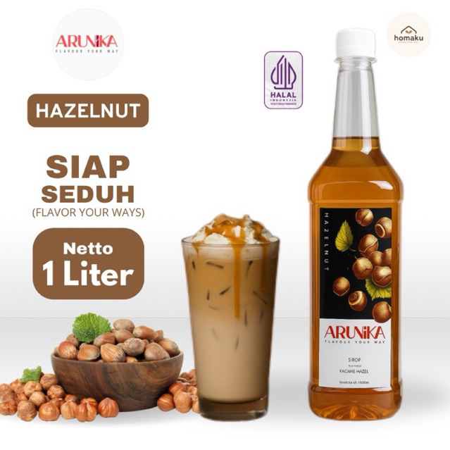 Sirup Hazelnut Arunika Premium 1 Liter Untuk Kopi dan Minuman Kekinian