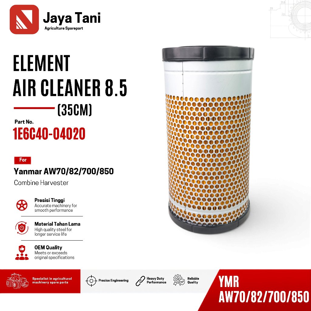 SARINGAN UDARA ELEMENT AIR CLEANER 8.5 1E6C40-04020 FILTER SARINGAN ANGIN YANMAR AW70V AW82V