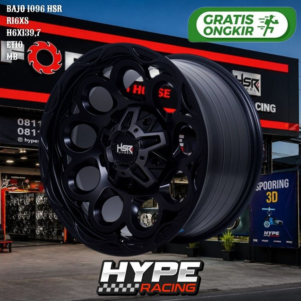 Velg Mobil TRITON , HILUX TRAVO , TERRANO , BLAZER Ring 16 - HSR BAJO R16 full black