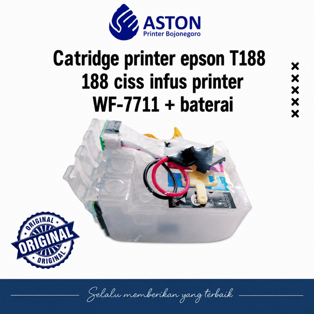 Catridge printer epson T188 188 ciss infus printer WF-7711 + baterai