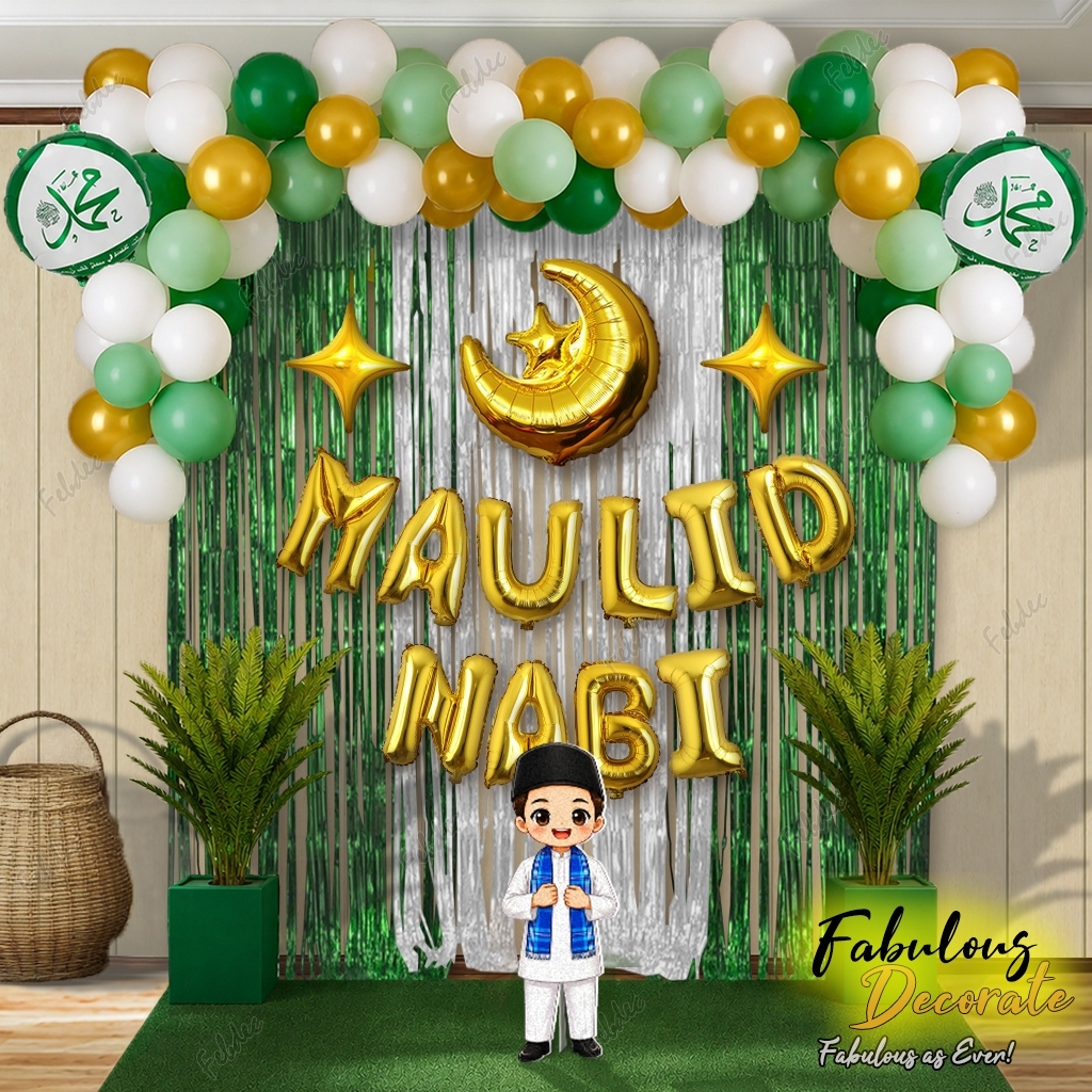 Set Dekorasi Maulid Nabi Balon Milad Kelahiran Nabi Muhammad