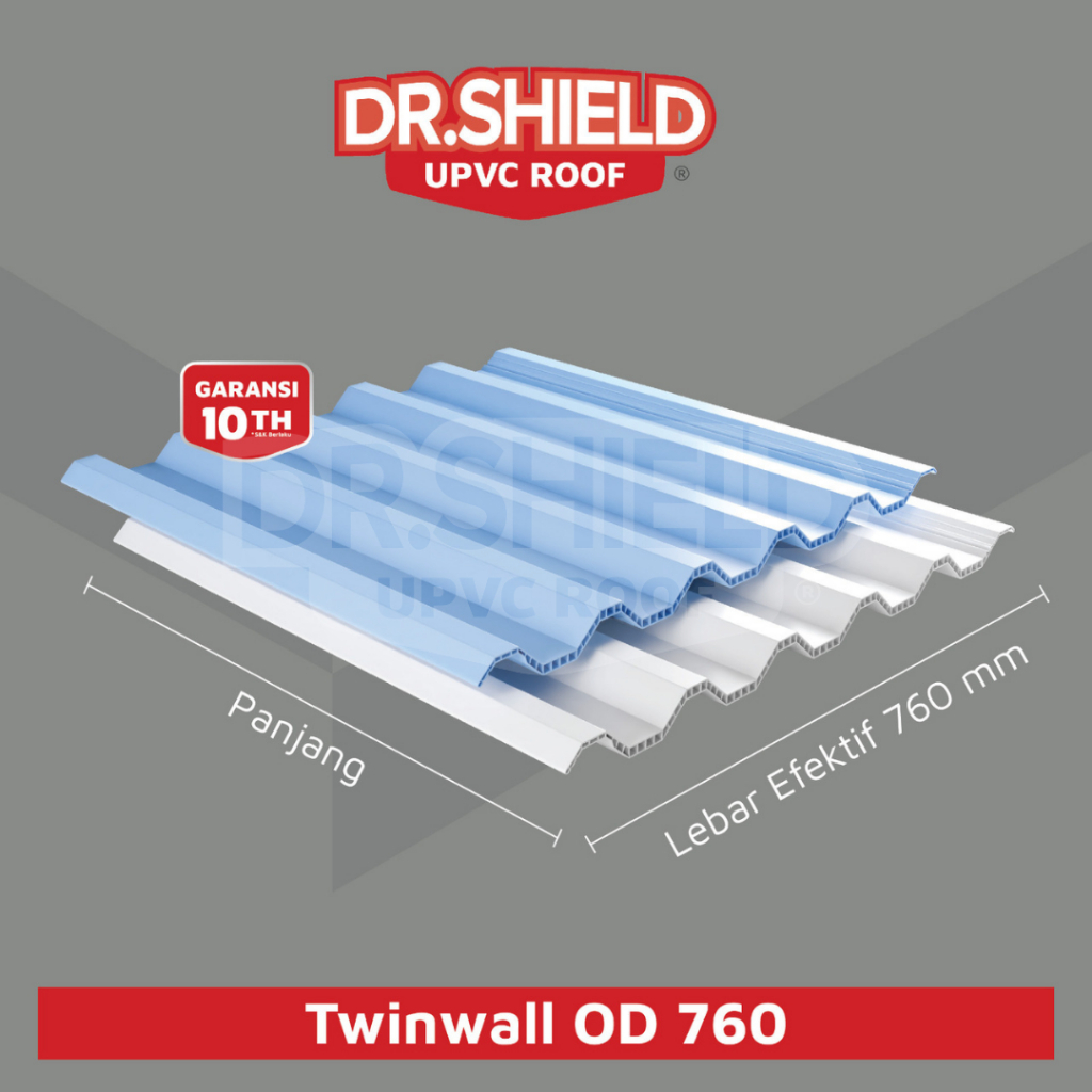 Atap Upvc Double Layer Dr.shield II Atap Double Layer upvc merk dr.shield od 760