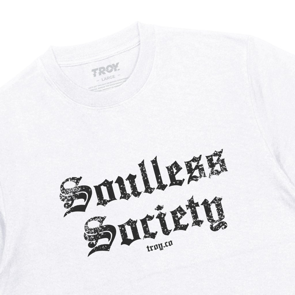 Troy Company T-Shirt White Soulless Society -  Kaos Pria Lengan Pendek Putih MTD 3689