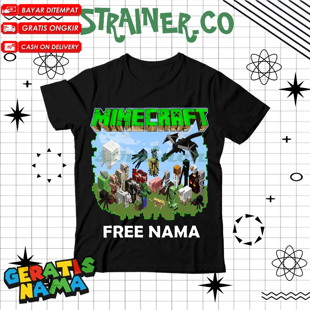 (BISA COD) Kaos Anak Baju Anak Unisex Laki laki Perempuan Gambar Minecraft Pocket Edition MC Lucu Vi