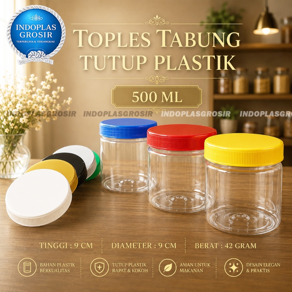 INDOPLASGROSIR Toples 500ml, Toples Tabung 500ml, Toples Plastik