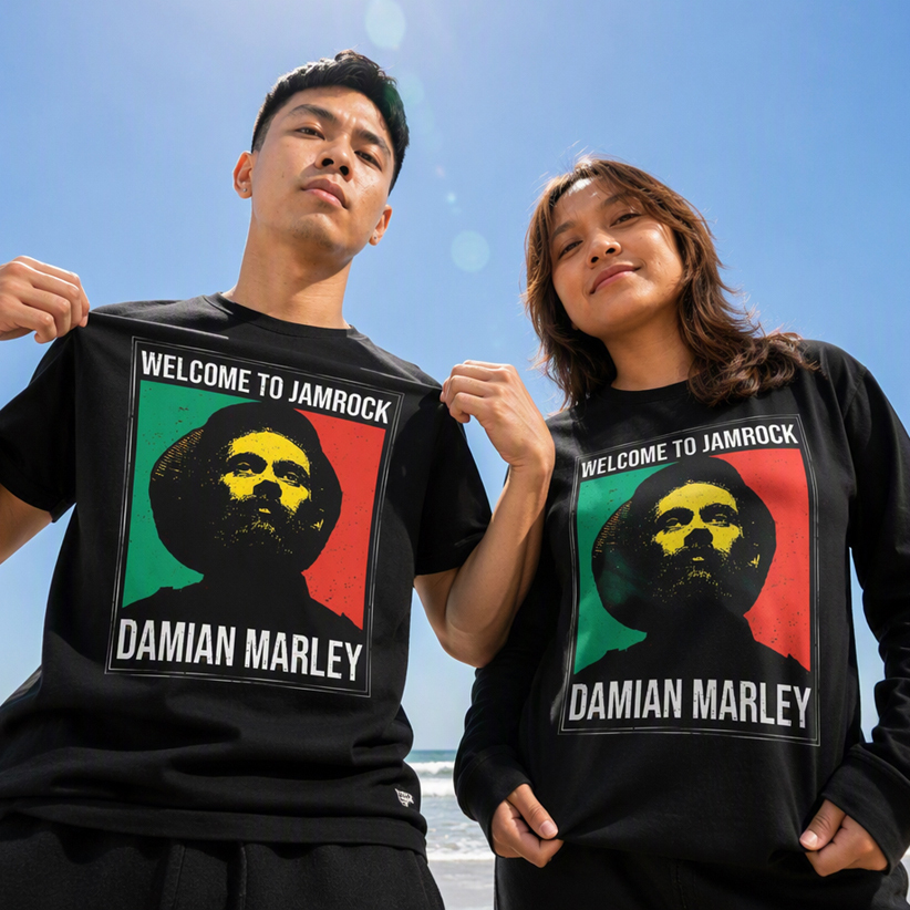 Kaos Damian Marley - Welcome to Jamrock Tshirt 100% Katun | Kombed 30s | DTF Sablon | Bisa Untuk Kao