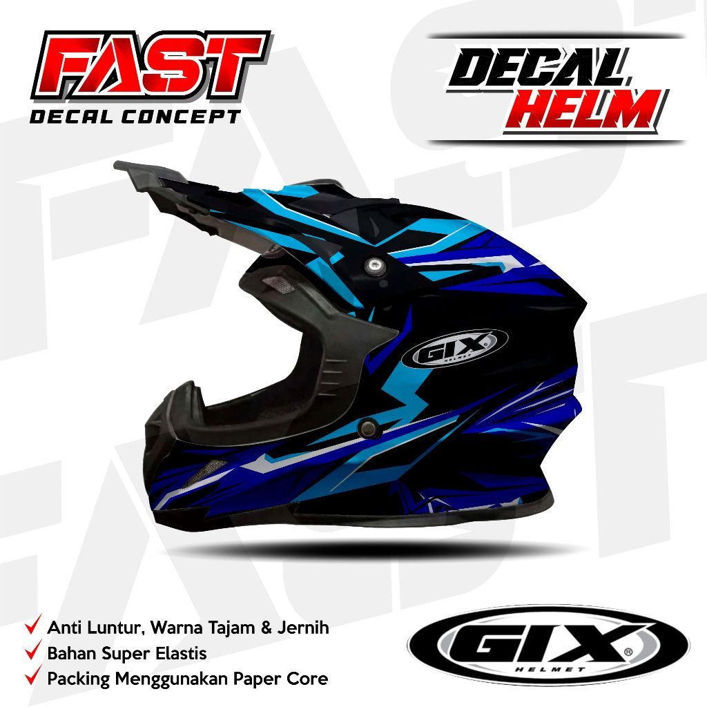 Decal stiker helm GIX CROSS Motif  Racing  Cross Livery HELM GIX CROSS Simpel Design For Offroad Sti