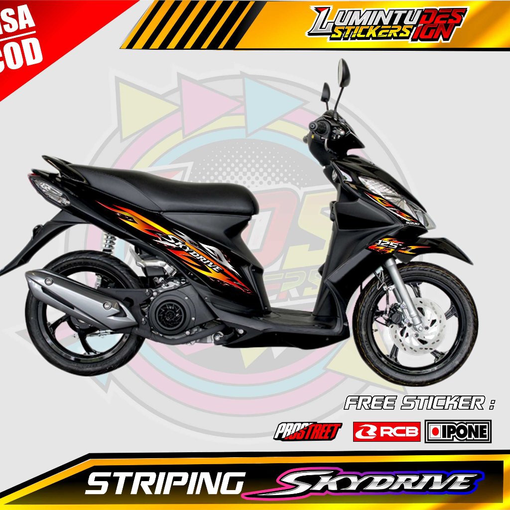 STRIPING VARIASI SUZUKI SKYDRIVE / STICKER LIST VARIASI MOTOR SUZUKI SKYDRIVE V3