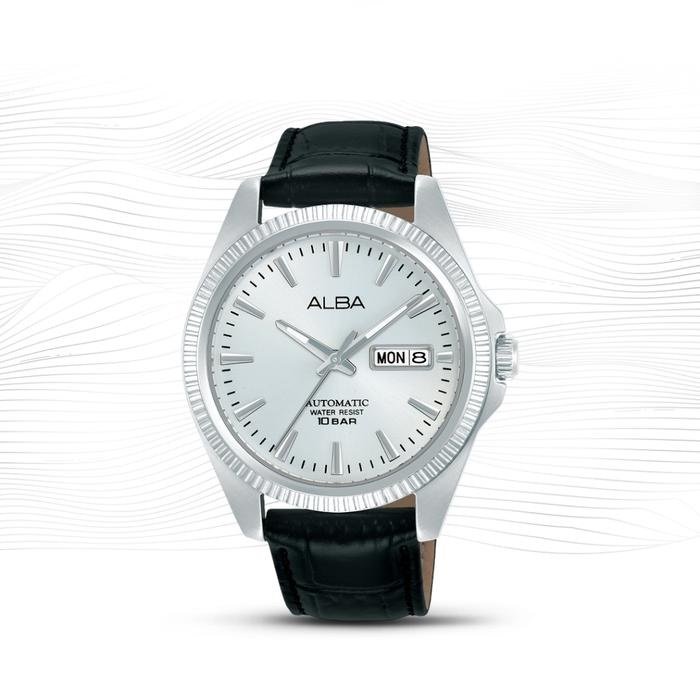 Alba Mechanical AL4815X1 Ladies Automatic Silver Dial Black Leather Strap