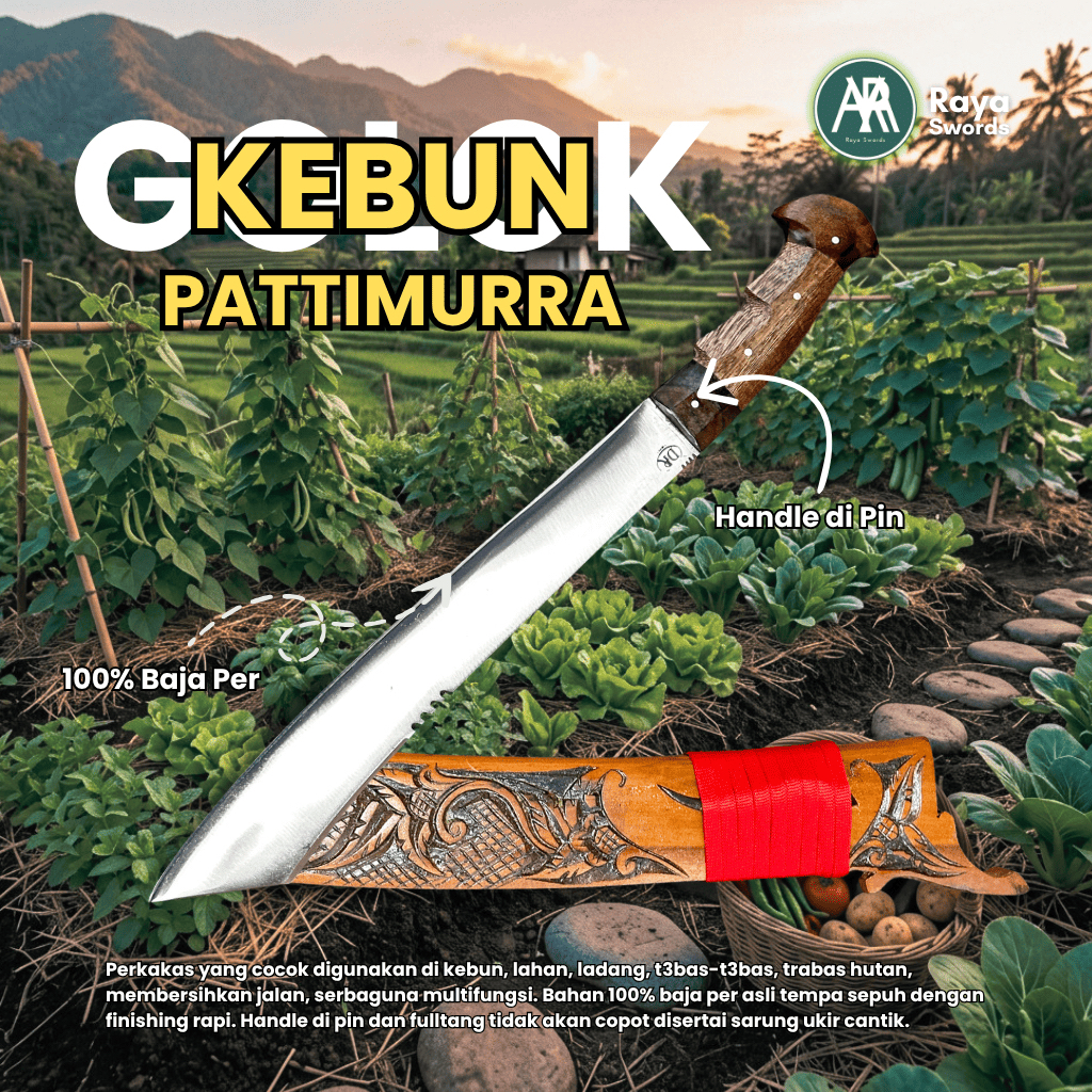 Rayaswords | GOLOK Kebun Pattimura Ukir 100% Baja Per 30cm