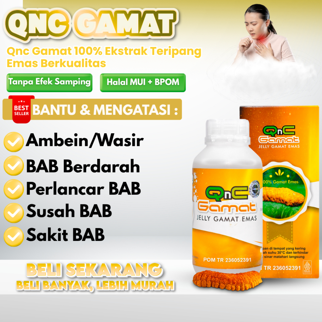 Obat Herbal QNC Jelly Gamat Emas Obati Ambeien Wasir BAB Berdarah BAB Sakit Susah BAB Memperlancar B