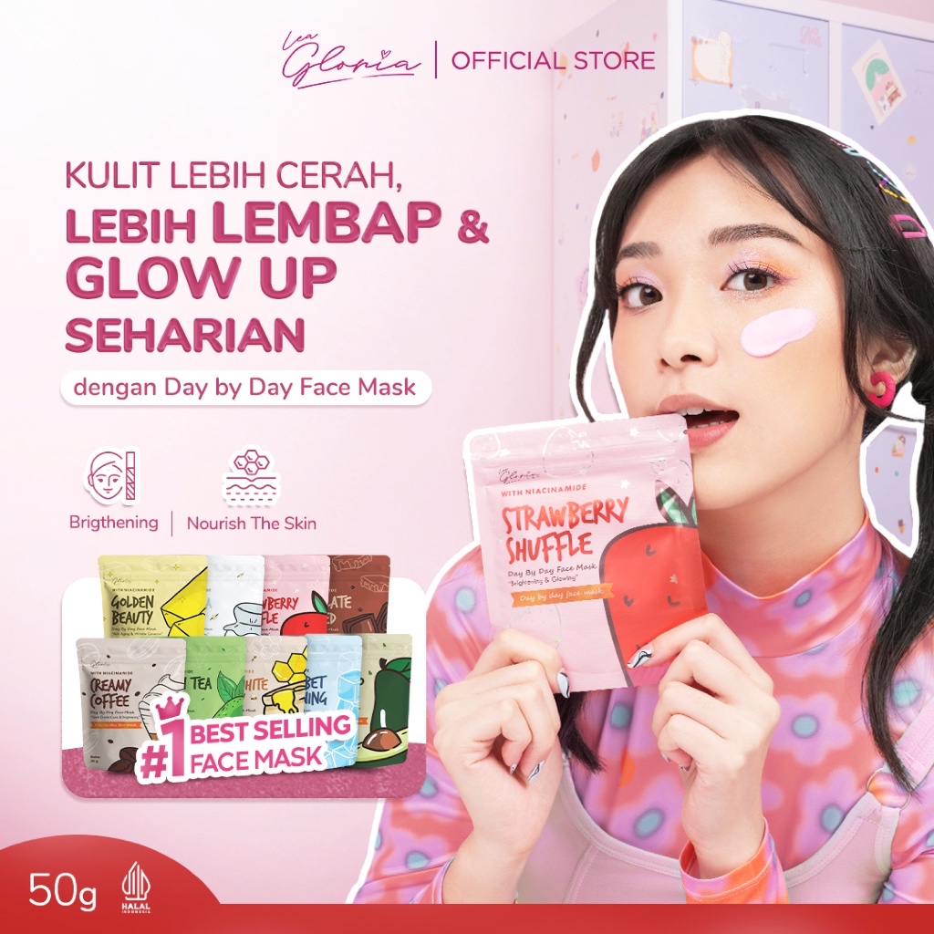Lea Gloria Masker Wajah Bubuk Day By Day 50gr Face Mask Mencerahkan Kulit