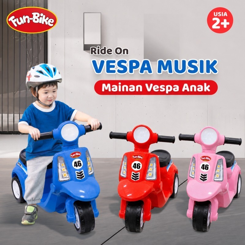 Funbike Motor Mainan Anak Vespa (MUSIK) Mainan Anak Vespa Tangung