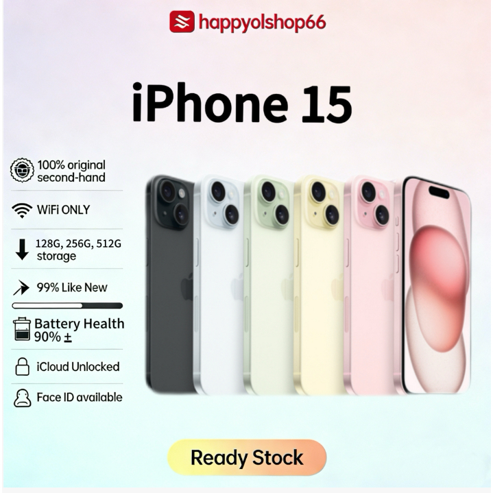 IPhone 15 WIFI ONLY Bypass 128GB/256GB/512GB Bekas Second Original Mulus Fullset