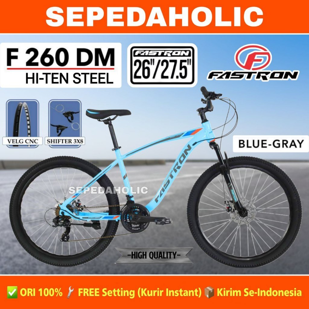 Sepeda Gunung 24 26 27.5 Inch MTB FASTRON F 260 DM DK 24 Speed Rem Cakram Dewasa
