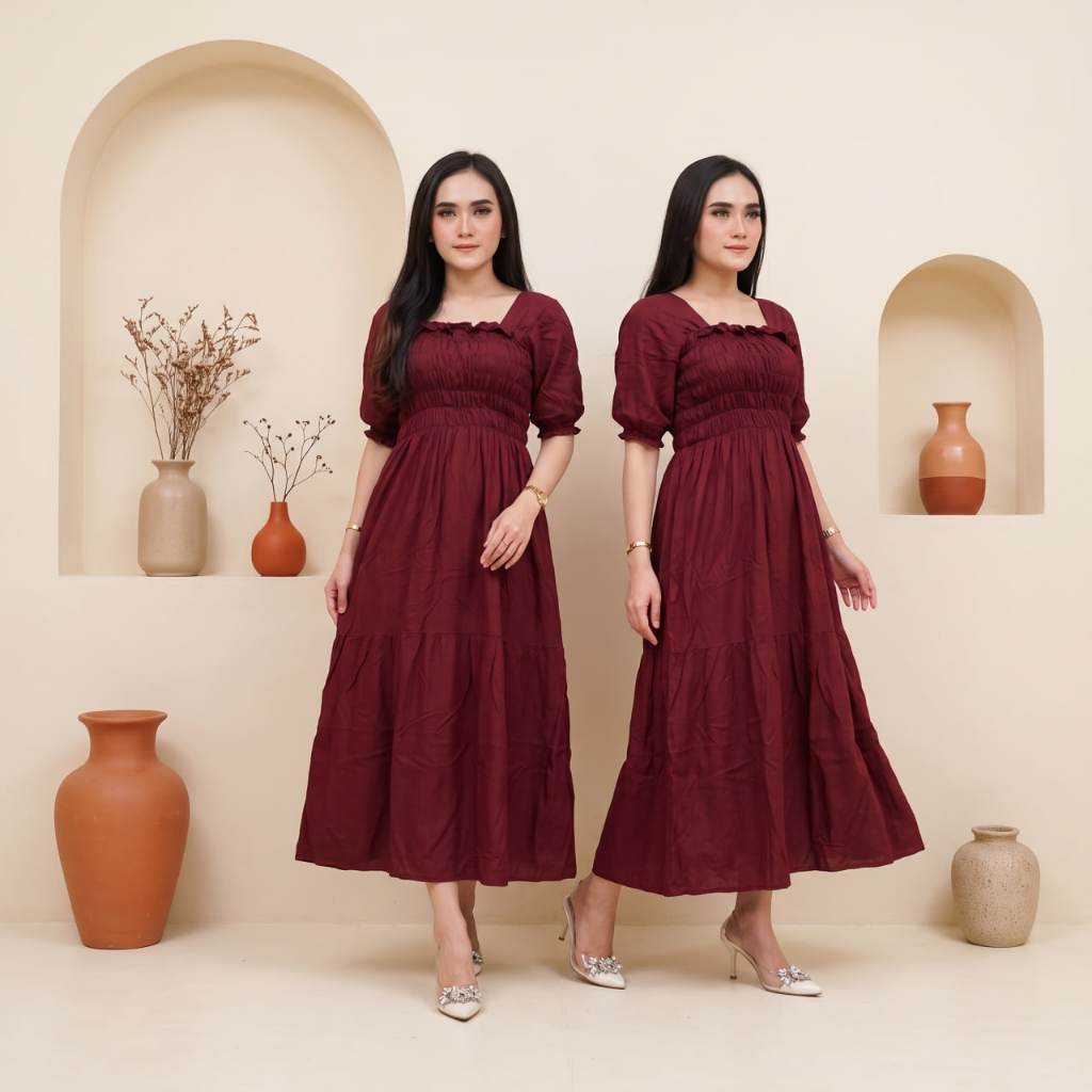 Daster Panjang Rayon Premium Tebal Kerut Dada Remaja Kekinian Adem Wanita