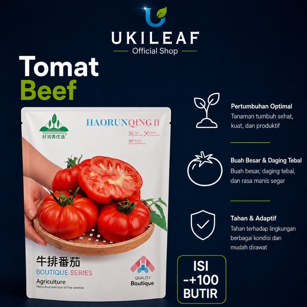 Kemasan Original | Benih Biji Tomat Beef | Tomat Beefsteak | Beefsteak Tomato | UKILEAF