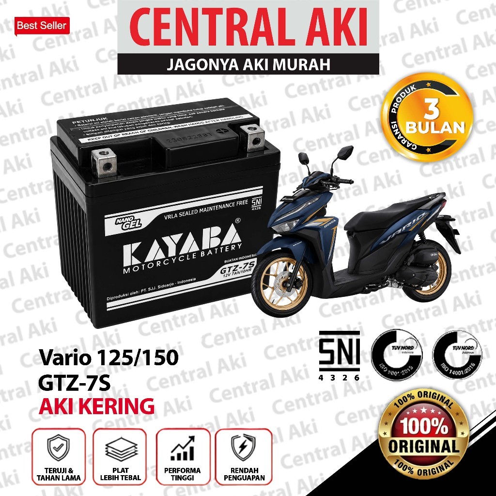 Aki VARIO 125/150 KAYABA GTZ7S ACCU KERING