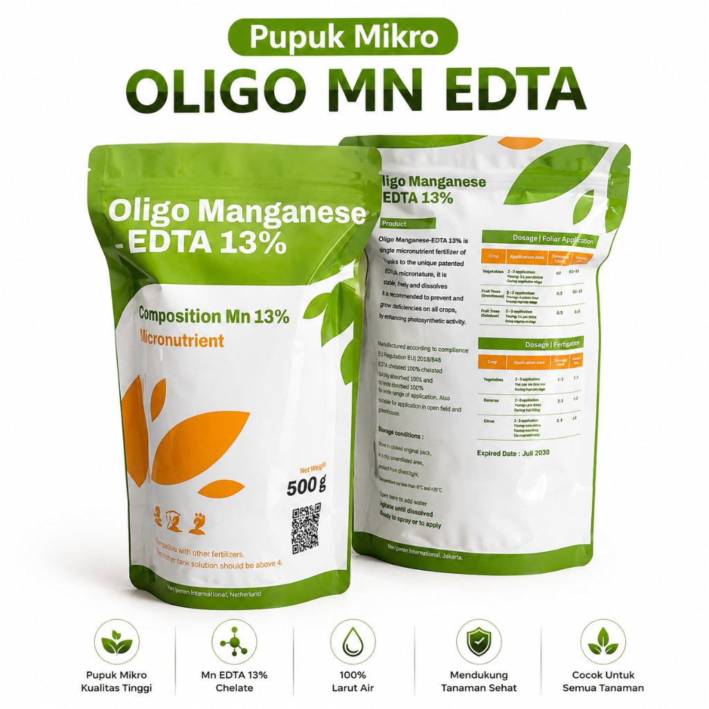 Oligo Mn EDTA 13% – Pupuk Mikro Mangan Chelate EDTA untuk Melon, Cabai, Tomat, Semangka