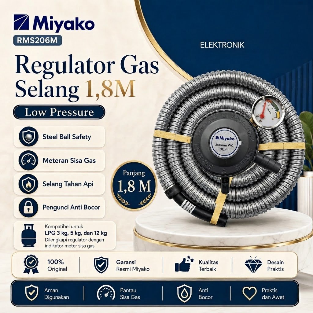 REGULATOR SELANG GAS MIYAKO RMS 206 M / SELANG REGULATOR KOMPOR GAS MIYAKO