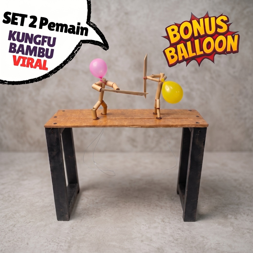 Set 2 Pemain Mainan Kungfu Bambu Anti Bosan, Mainan seru anak dewasa